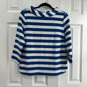 Talbots blue and white striped top with three quarter sleeves